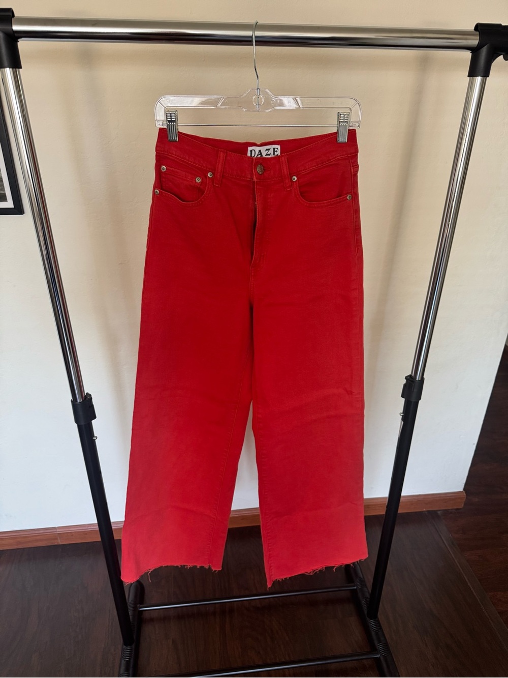 DAZE High-Rise Wide Leg Jeans in Red